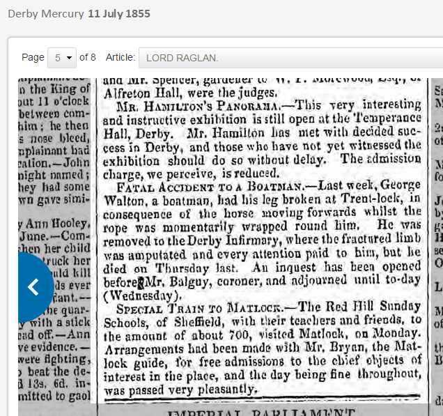 George Walton Derby Newspaper