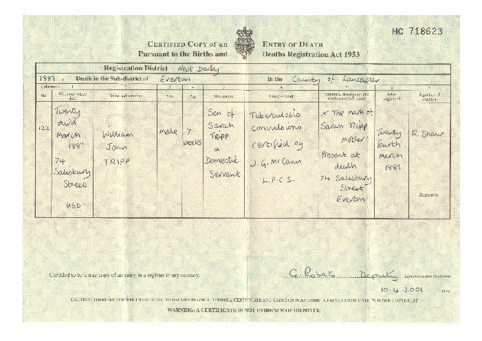 john tripp birth cert